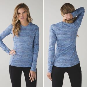 Lululemon Runderful Long Sleeve in Space Dye Camo Caspian Blue Sapphire Blue Siz